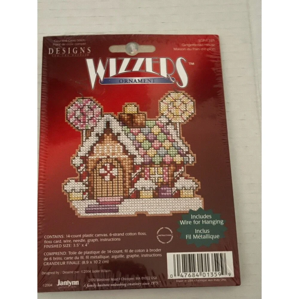 Wizzers Cross Stitch Ornament Kits Lot Of 3 Gingerbread Stocking Santa